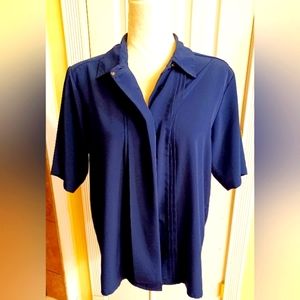 Yves St. Clair Flowy Blouse Casual Top - Size Medium - Blue